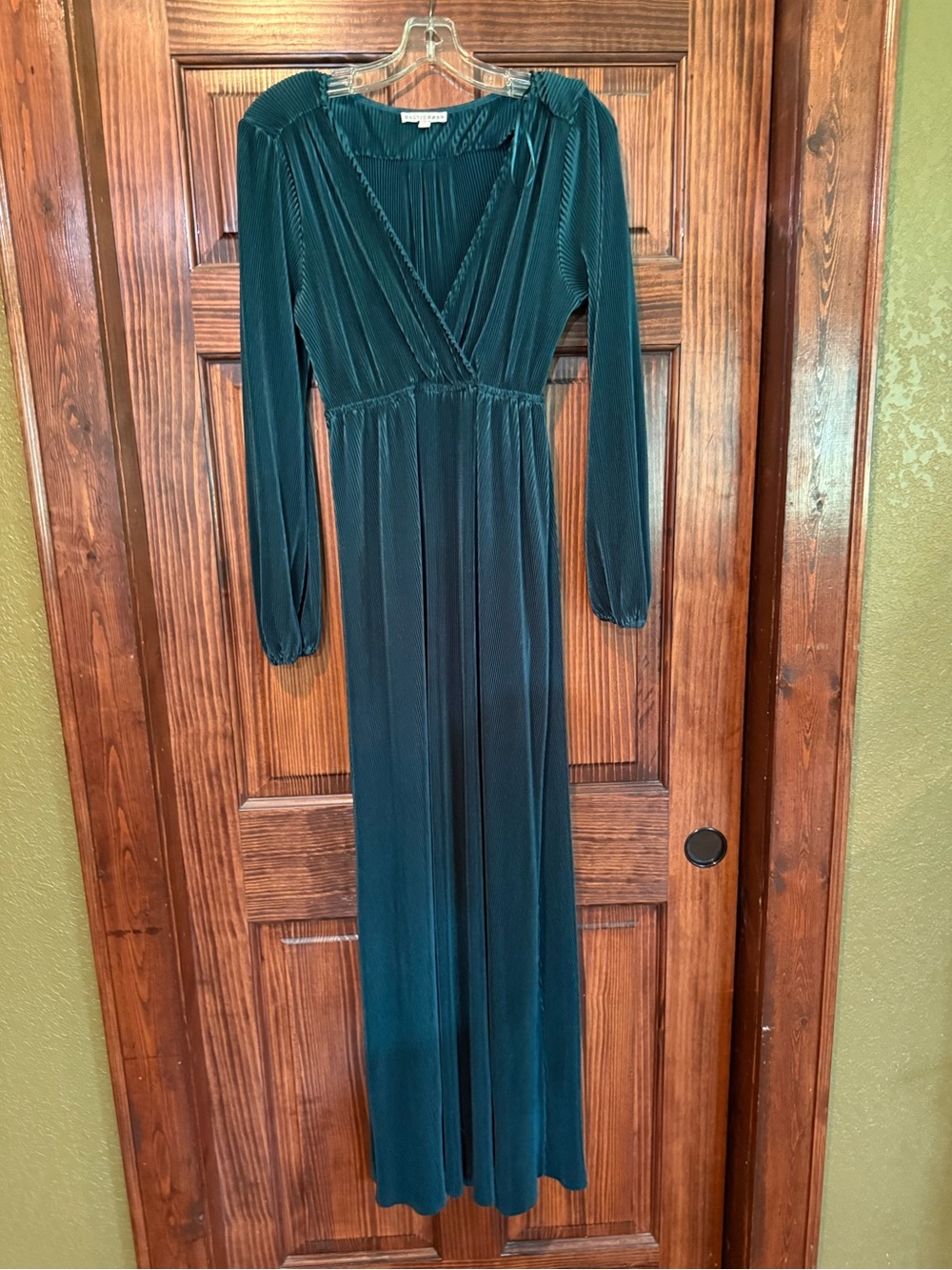 Baltic Born Teal Pleated Velvet Maxi Dress